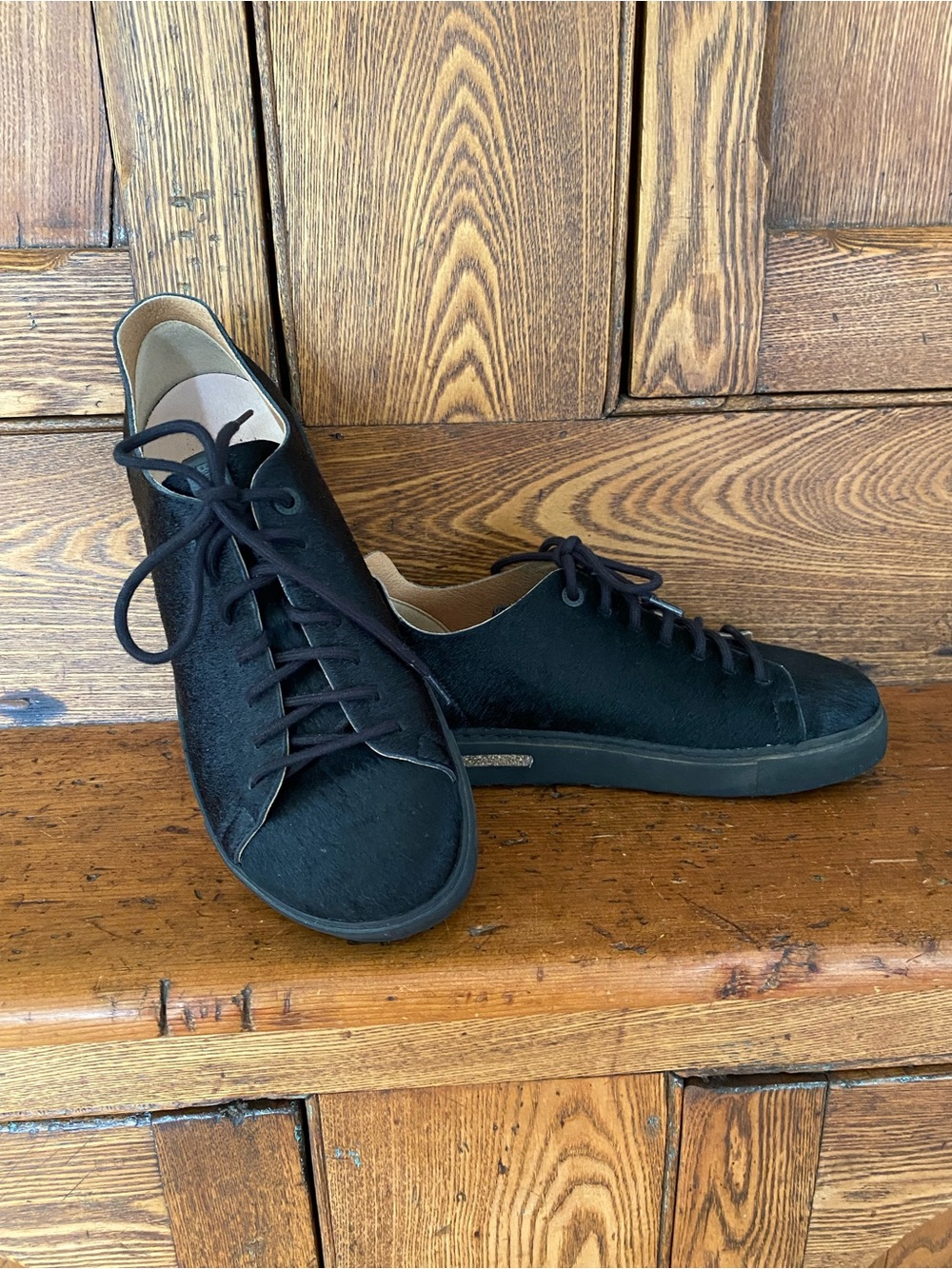 Birkenstock Bend sneakers shoes 38 black hair on leather fur